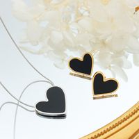 Wholesale Sexy Heart Shape Titanium Steel 18k Gold Plated Acrylic Earrings Necklace main image 1