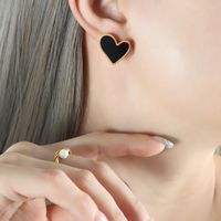 Wholesale Sexy Heart Shape Titanium Steel 18k Gold Plated Acrylic Earrings Necklace main image 2