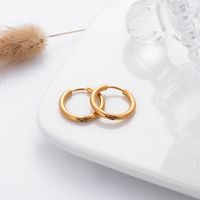 1 Pair Simple Style Solid Color Plating Stainless Steel Titanium Steel Gold Plated Earrings main image 7