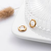 1 Pair Simple Style Solid Color Plating Stainless Steel Titanium Steel Gold Plated Earrings main image 4