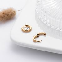 1 Pair Simple Style Solid Color Plating Stainless Steel Titanium Steel Gold Plated Earrings sku image 6