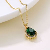 Stainless Steel Titanium Steel 18K Gold Plated Artistic Plating Inlay Water Droplets Zircon Pendant Necklace main image 3
