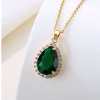 Stainless Steel Titanium Steel 18K Gold Plated Artistic Plating Inlay Water Droplets Zircon Pendant Necklace main image 4