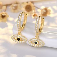 1 Pair Lady Devil's Eye Copper Plating Inlay Zircon Drop Earrings main image 1