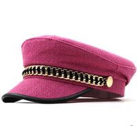 Women's Elegant Solid Color Chain Curved Eaves Beret Hat sku image 3
