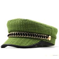 Women's Elegant Solid Color Chain Curved Eaves Beret Hat sku image 7