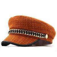 Women's Elegant Solid Color Chain Curved Eaves Beret Hat sku image 8