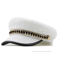 Women's Elegant Solid Color Chain Curved Eaves Beret Hat sku image 2