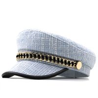 Women's Elegant Solid Color Chain Curved Eaves Beret Hat sku image 1