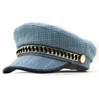 Women's Elegant Solid Color Chain Curved Eaves Beret Hat sku image 6