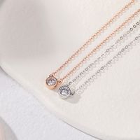 Lady Round Sterling Silver Plating Inlay Zircon Pendant Necklace main image 1