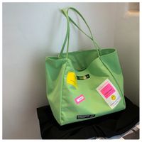 Women's Basic Color Block Canvas Shopping Bags sku image 2