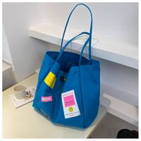 Women's Basic Color Block Canvas Shopping Bags main image 4