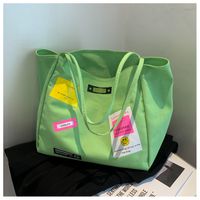 Women's Basic Color Block Canvas Shopping Bags main image 3