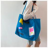 Women's Basic Color Block Canvas Shopping Bags sku image 3