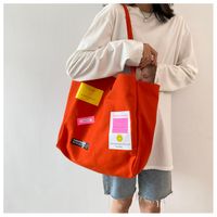 Women's Basic Color Block Canvas Shopping Bags sku image 5