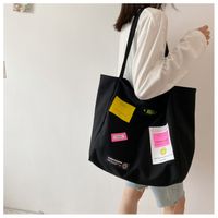 Women's Basic Color Block Canvas Shopping Bags sku image 1
