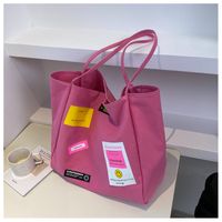 Women's Basic Color Block Canvas Shopping Bags sku image 6