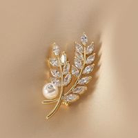 Basic Leaf Stainless Steel Inlay Zircon Women's Brooches main image 1