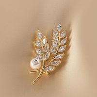 Basic Leaf Stainless Steel Inlay Zircon Women's Brooches main image 2