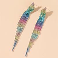 Exaggeration Alloy Rhinestone Gradient Color Earrings Daily Unset Drop Earrings main image 7
