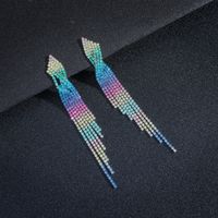 Exaggeration Alloy Rhinestone Gradient Color Earrings Daily Unset Drop Earrings main image 6