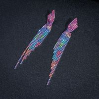 Exaggeration Alloy Rhinestone Gradient Color Earrings Daily Unset Drop Earrings sku image 2