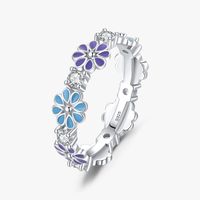 Simple Style Daisy Sterling Silver Inlay Zircon Rings sku image 1