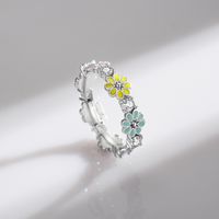 Simple Style Daisy Sterling Silver Inlay Zircon Rings main image 1