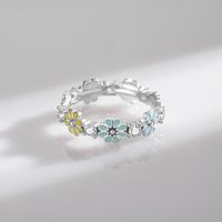 Simple Style Daisy Sterling Silver Inlay Zircon Rings main image 5