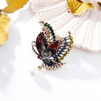 Luxueux Papillon Alliage Incruster Perles Artificielles Strass Femmes Broches main image 5