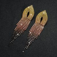 Retro Alloy Rhinestone Tassel Earrings Daily Unset Drop Earrings sku image 15