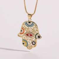 Elegant Devil's Eye Copper 14k Gold Plated Zircon Pendant Necklace In Bulk sku image 1