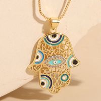 Elegant Devil's Eye Copper 14k Gold Plated Zircon Pendant Necklace In Bulk sku image 2