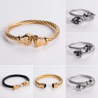 304 Stainless Steel 18K Gold Plated Hip-Hop Inlay Geometric Acrylic Pearl Bangle main image 6