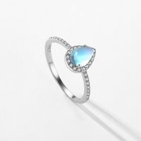 Simple Style Water Droplets Sterling Silver Inlay Moonstone Rings main image 1