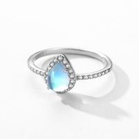 Simple Style Water Droplets Sterling Silver Inlay Moonstone Rings main image 5