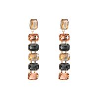 Wholesale Jewelry 1 Pair Luxurious Square Alloy Glass Gold Plated Drop Earrings sku image 1