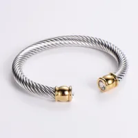 304 Stainless Steel 18K Gold Plated Hip-Hop Inlay Geometric Acrylic Pearl Bangle sku image 2