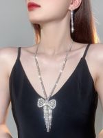 Luxurious Geometric Metal Inlay Rhinestones Women's Earrings Necklace main image 4
