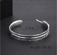 Vintage Style Feather Alloy Plating Men's Bangle main image 3