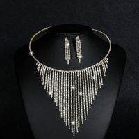 Luxurious Tassel Metal Inlay Rhinestones Women's Earrings Necklace main image 6