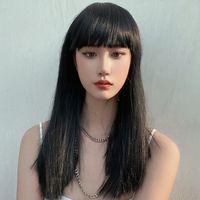 Women's Fashion Street High Temperature Wire Bangs Long Straight Hair Wigs sku image 4