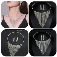 Luxurious Tassel Metal Inlay Rhinestones Women's Earrings Necklace main image 1