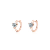 1 Pair Simple Style Heart Shape Sterling Silver Plating Inlay Zircon Rose Gold Plated Rhodium Plated Earrings sku image 1