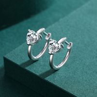 1 Pair Simple Style Heart Shape Sterling Silver Plating Inlay Zircon Rose Gold Plated Rhodium Plated Earrings main image 5