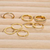 304 Stainless Steel 18K Gold Plated IG Style Simple Style Plating Inlay Solid Color Zircon Rings main image 6