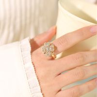 Simple Style Flower Alloy Plating Rhinestone Open Ring sku image 7