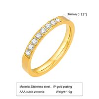 304 Stainless Steel 18K Gold Plated IG Style Simple Style Plating Inlay Solid Color Zircon Rings main image 3