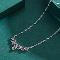 Simple Style Leaf Sterling Silver Inlay Zircon Women's Rings Necklace main image 3